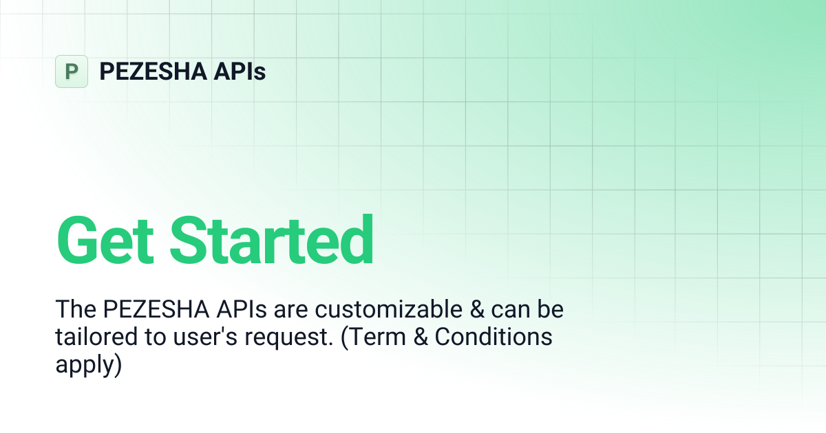 Get Started | PEZESHA APIs